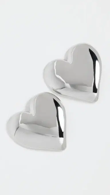 By Adina Eden Puffy Chunky Heart Stud Earrings | Thumbnail 2