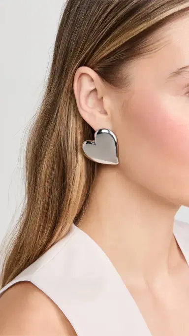 By Adina Eden Puffy Chunky Heart Stud Earrings | Thumbnail 3
