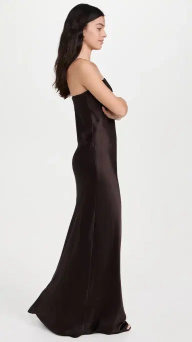 Norma Kamali Bias Strapless Gown Chocolate | Thumbnail 4 Norma Kamali Bias Strapless Gown Chocolate | Thumbnail 4