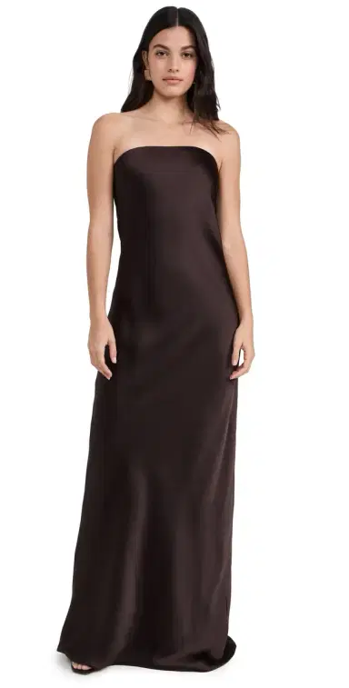 Norma Kamali Bias Strapless Gown Chocolate | Thumbnail 1 Norma Kamali Bias Strapless Gown Chocolate | Thumbnail 1