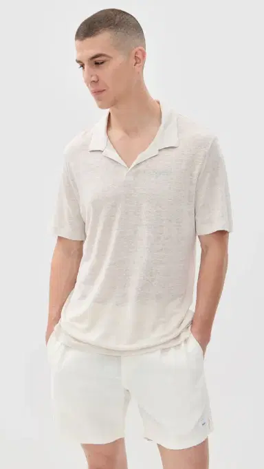 Onia Shaun Linen Polo Stone M | Thumbnail 2
