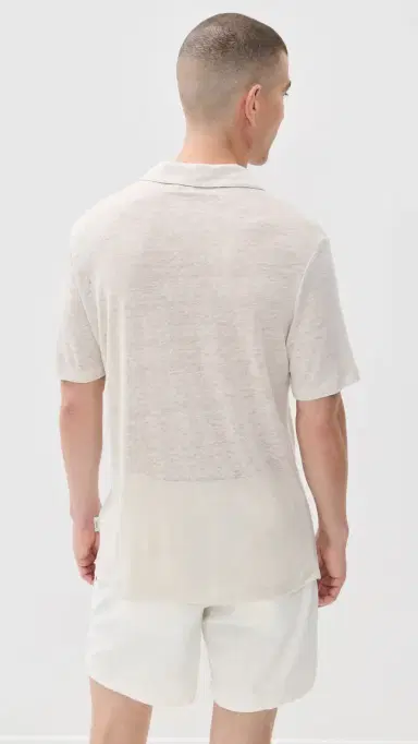 Onia Shaun Linen Polo Stone M | Thumbnail 3