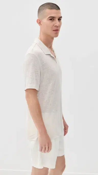 Onia Shaun Linen Polo Stone M | Thumbnail 4