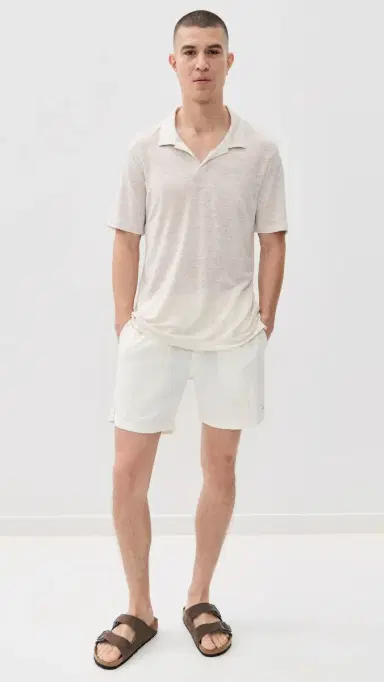 Onia Shaun Linen Polo Stone M | Thumbnail 5