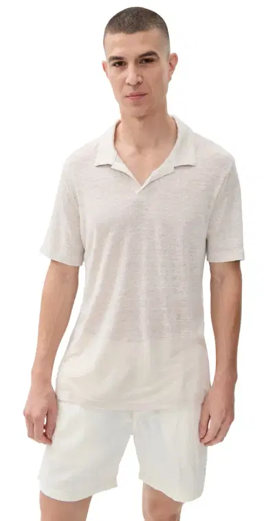 Onia Shaun Linen Polo Stone M | Thumbnail 1