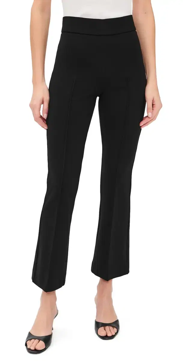 Soft Stretch Ponte Pull On Kick Flare Pants Black001