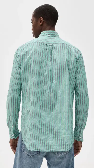 Gitman Vintage Japanese Awning Stripe Shirt Green | Thumbnail 3
