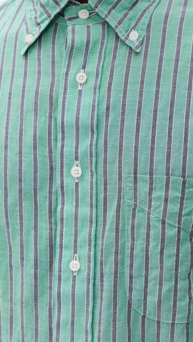 Gitman Vintage Japanese Awning Stripe Shirt Green | Thumbnail 6