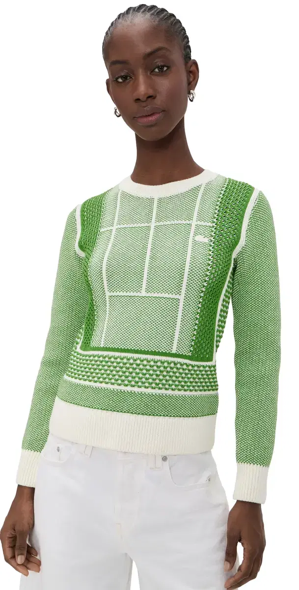 Tennis Court Graphic Sweater Flour/Billiard Green Tennis Court Graphic Sweater Flour/Billiard Green