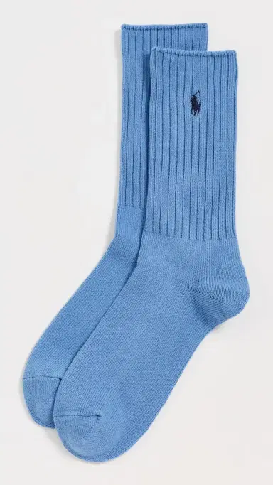 Polo Ralph Lauren Cotton Rib Crew Socks Medium Blue 10-13 | Thumbnail 2