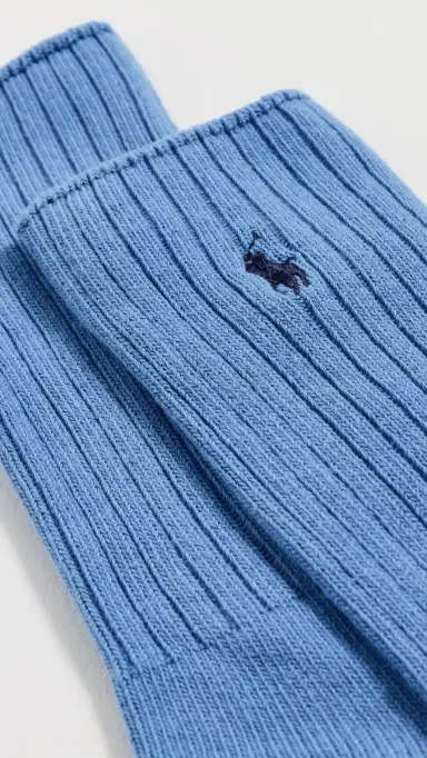 Polo Ralph Lauren Cotton Rib Crew Socks Medium Blue 10-13 | Thumbnail 3