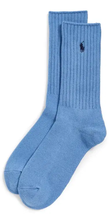 Polo Ralph Lauren Cotton Rib Crew Socks Medium Blue 10-13 | Thumbnail 1