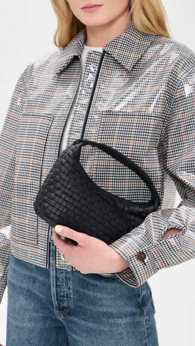 MZ Wallace Mini Woven Hobo Bag Black One Size | Thumbnail 3