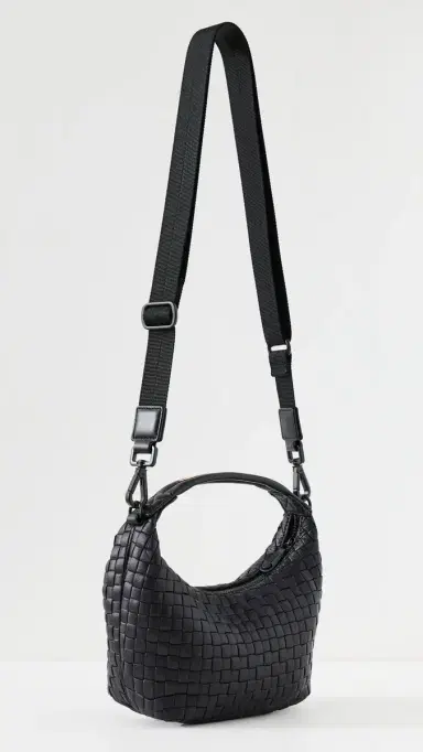 MZ Wallace Mini Woven Hobo Bag Black One Size | Thumbnail 4