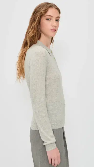 Renggli Cashmere Long Sleeve Polo Cloudy | Thumbnail 4