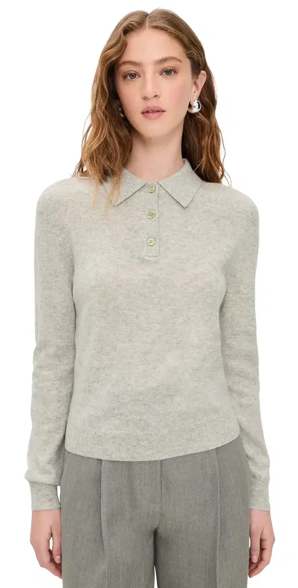 Cashmere Long Sleeve Polo Cloudy