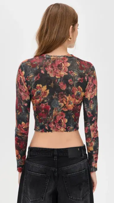 R13 Printed Baby Cashmere Crew Neck ulticolor Floral | Thumbnail 3 R13 Printed Baby Cashmere Crew Neck ulticolor Floral | Thumbnail 3