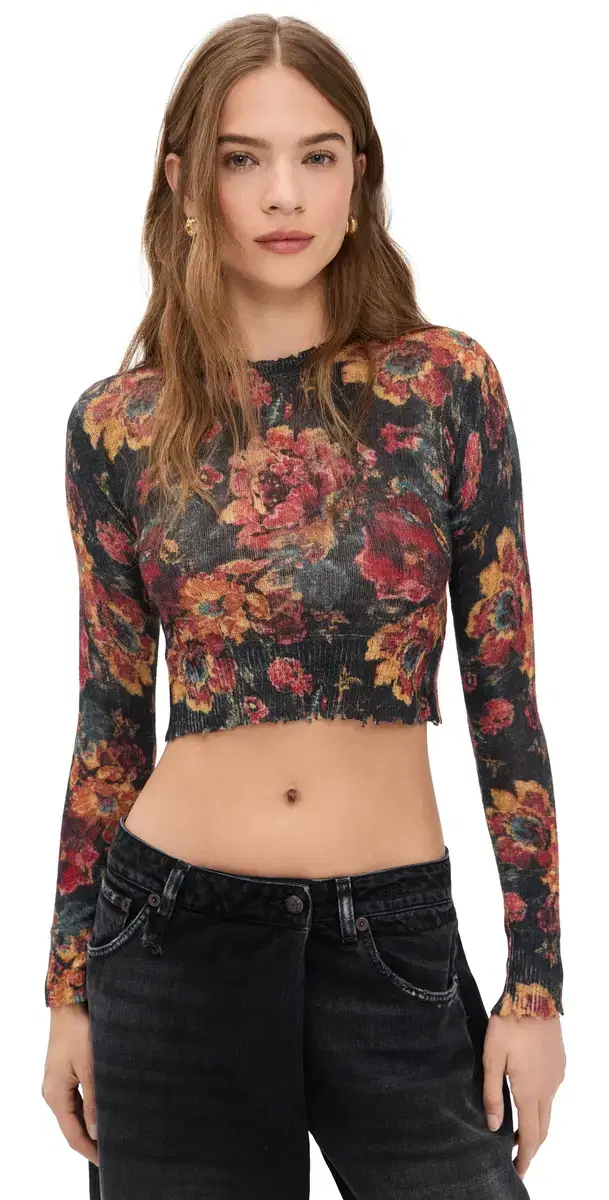 R13 Printed Baby Cashmere Crew Neck ulticolor Floral