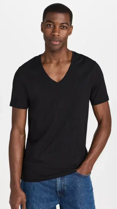 FALKE Cotton V Neck Tee 2 Pack Black L | Thumbnail 2