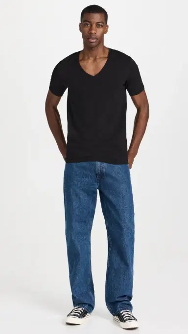 FALKE Cotton V Neck Tee 2 Pack Black L | Thumbnail 5