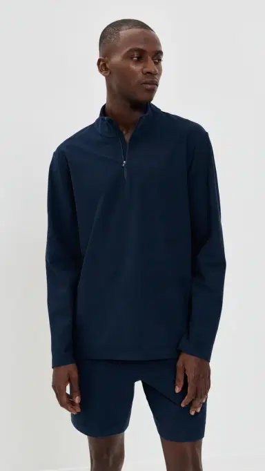 Beyond Yoga Spacedye Terrain Mens Quarter Zip Pullover Nocturnal Navy | Thumbnail 2 Beyond Yoga Spacedye Terrain Mens Quarter Zip Pullover Nocturnal Navy | Thumbnail 2