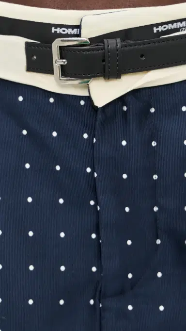 HOMMEGIRLS Flip Waist Mini Skirt with Belt Navy Polka Dot | Thumbnail 6 HOMMEGIRLS Flip Waist Mini Skirt with Belt Navy Polka Dot | Thumbnail 6