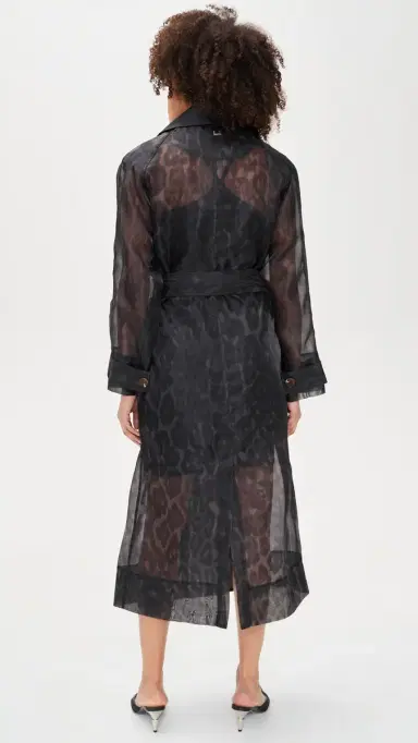 Apparis Lana Organza Leopard Trench Coat Dark Leopard | Thumbnail 3 Apparis Lana Organza Leopard Trench Coat Dark Leopard | Thumbnail 3