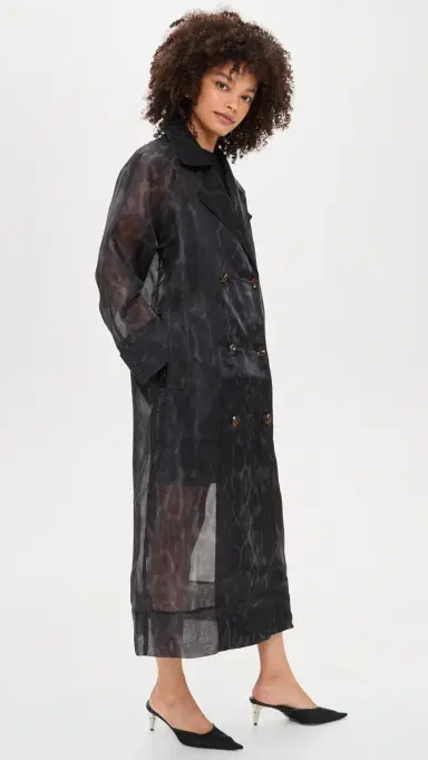 Apparis Lana Organza Leopard Trench Coat Dark Leopard | Thumbnail 4 Apparis Lana Organza Leopard Trench Coat Dark Leopard | Thumbnail 4