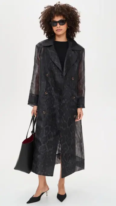 Apparis Lana Organza Leopard Trench Coat Dark Leopard | Thumbnail 5 Apparis Lana Organza Leopard Trench Coat Dark Leopard | Thumbnail 5