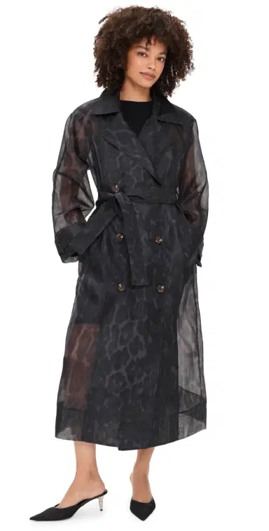 Apparis Lana Organza Leopard Trench Coat Dark Leopard | Thumbnail 1 Apparis Lana Organza Leopard Trench Coat Dark Leopard | Thumbnail 1