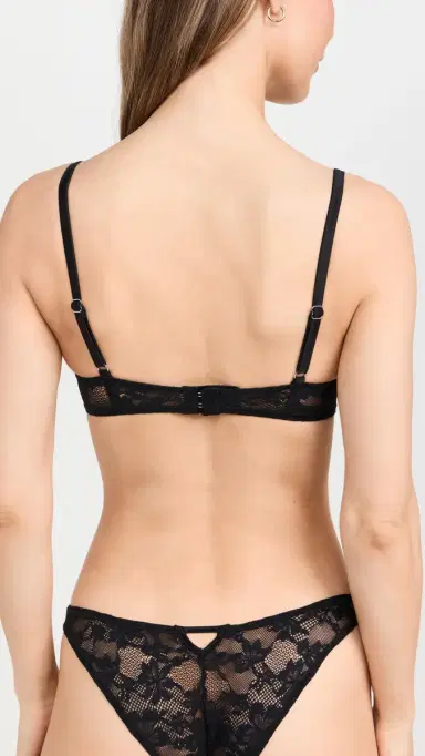 Fleur du Mal Le Stretch Lace Demi Bra Black 32B | Thumbnail 3