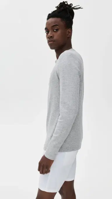 REIGNING CHAMP 1x1 Slub Slim Henley Hgrey S | Thumbnail 4 REIGNING CHAMP 1x1 Slub Slim Henley Hgrey S | Thumbnail 4