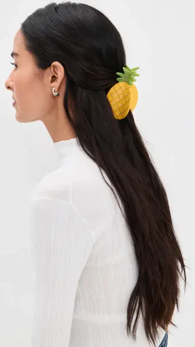 By Adina Eden Rhinestone Accented Pineapple Claw Clip | Thumbnail 3