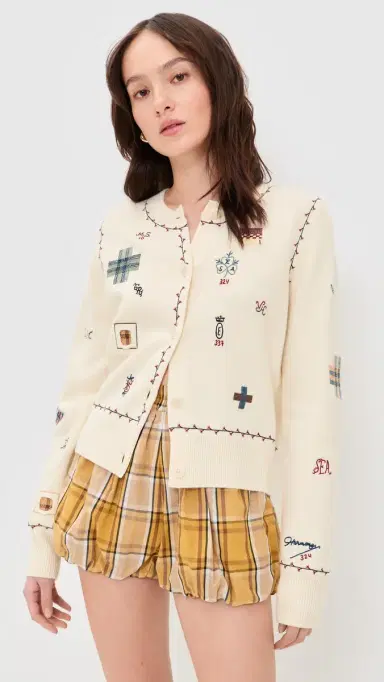Sea Claira Emb Knit Cardigan Cream | Thumbnail 2