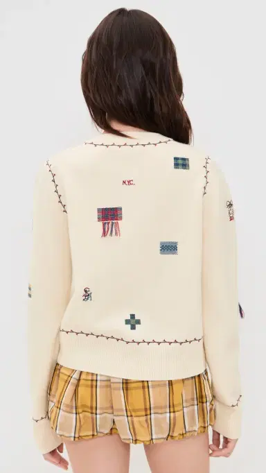Sea Claira Emb Knit Cardigan Cream | Thumbnail 3