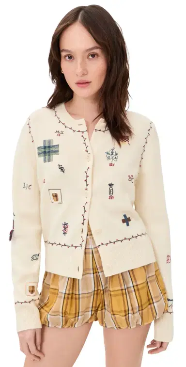 Sea Claira Emb Knit Cardigan Cream | Thumbnail 1