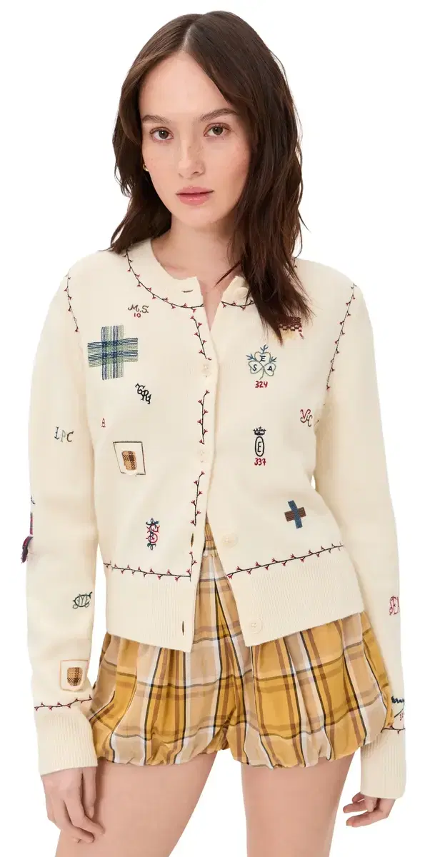 Claira Emb Knit Cardigan Cream