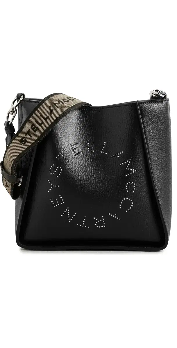 Embossed Grainy Alter Mat with Studded Logo Crossbody Bag Black One Size