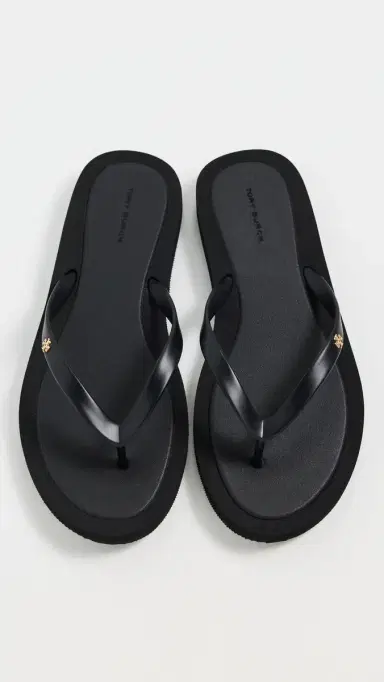 Tory Burch Kira Padded Flip Flops Perfect Black/Gold 7 | Thumbnail 5