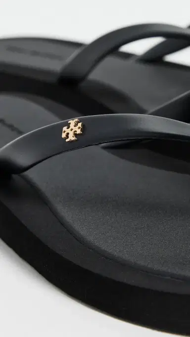 Tory Burch Kira Padded Flip Flops Perfect Black/Gold 7 | Thumbnail 6