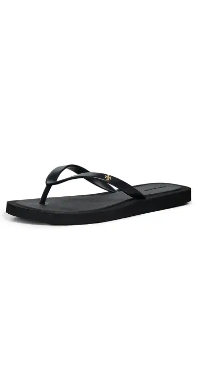 Tory Burch Kira Padded Flip Flops Perfect Black/Gold 7 | Thumbnail 1