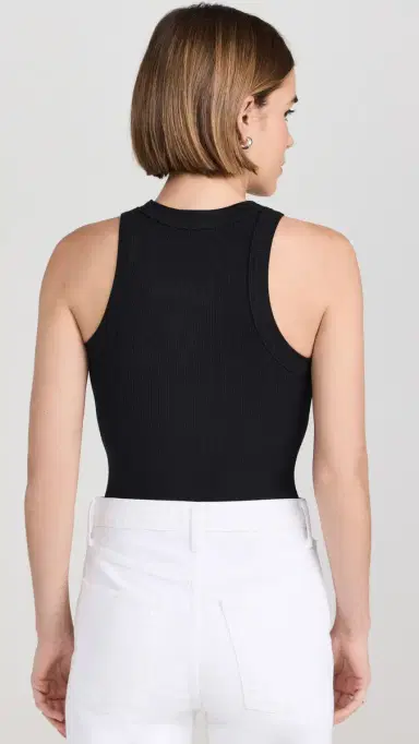 Ambitionist Ali Ribbed Racer Tank Thong Bodysuit Black L | Thumbnail 3
