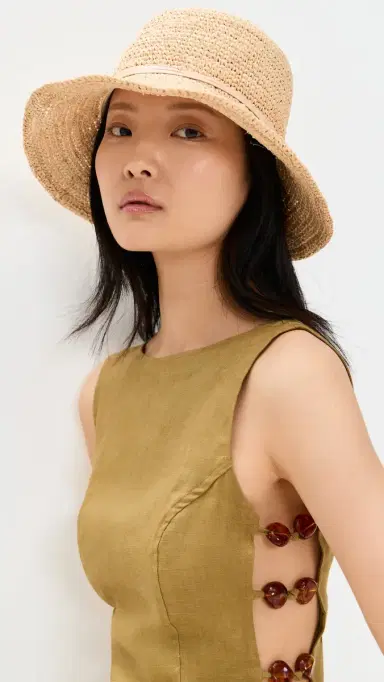 Hat Attack Betty Crochet Bucket Hat Natural/Tan One Size | Thumbnail 3
