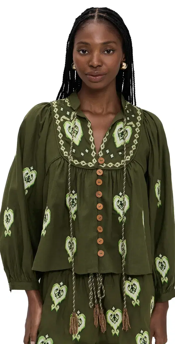 Green Embroidered Blouse Green
