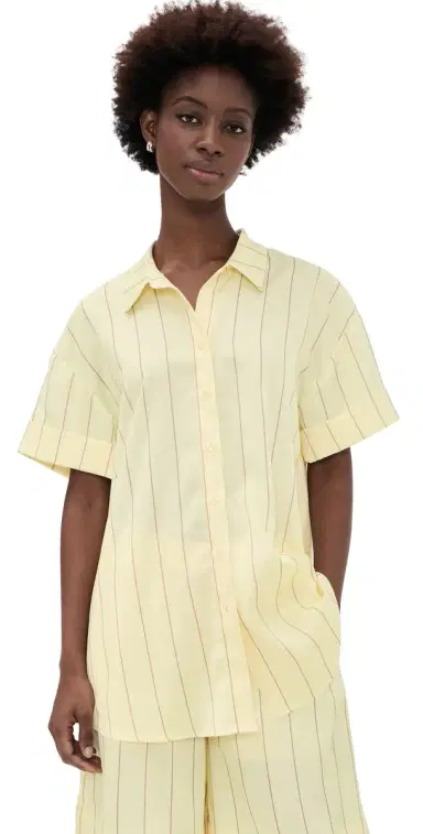 susana monaco Crinkle Satin Stripe Button Down Whipped Cream | Thumbnail 1 susana monaco Crinkle Satin Stripe Button Down Whipped Cream | Thumbnail 1