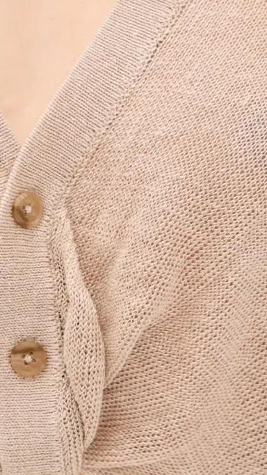 R13 3/4 Sleeve Twisted Front Cardigan Light Khaki S | Thumbnail 6