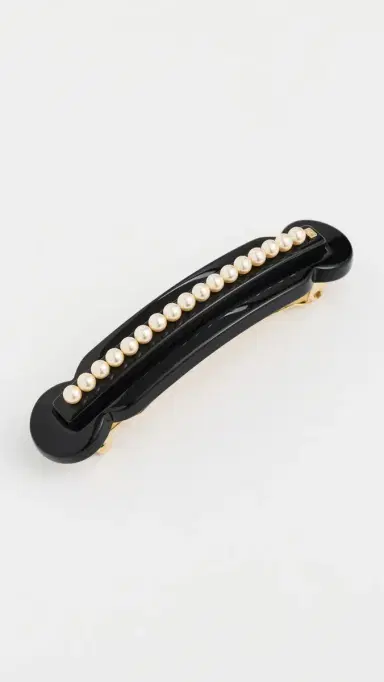 Alexandre de Paris Swarovski Pearl Barrette Black One Size | Thumbnail 2