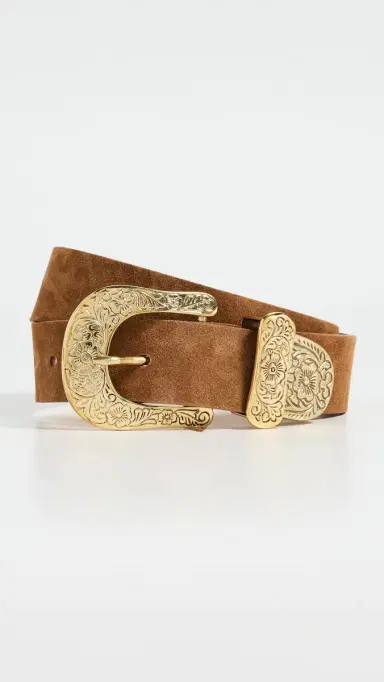 L'AGENCE Otera Wide uede Belt Cognac uede | Thumbnail 2
