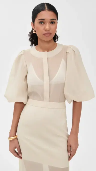 LE BOP Liza Puff Sleeve in Organza | Thumbnail 2