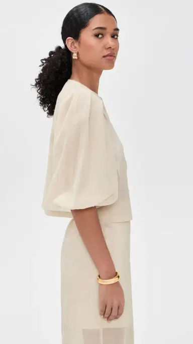 LE BOP Liza Puff Sleeve in Organza | Thumbnail 4